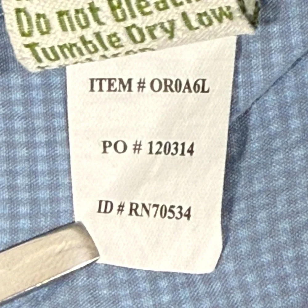 Orvis Mens XL Tall Long Sleeve Button Front Fishing Shirt Blue Nylon Vented - Picture 10 of 11